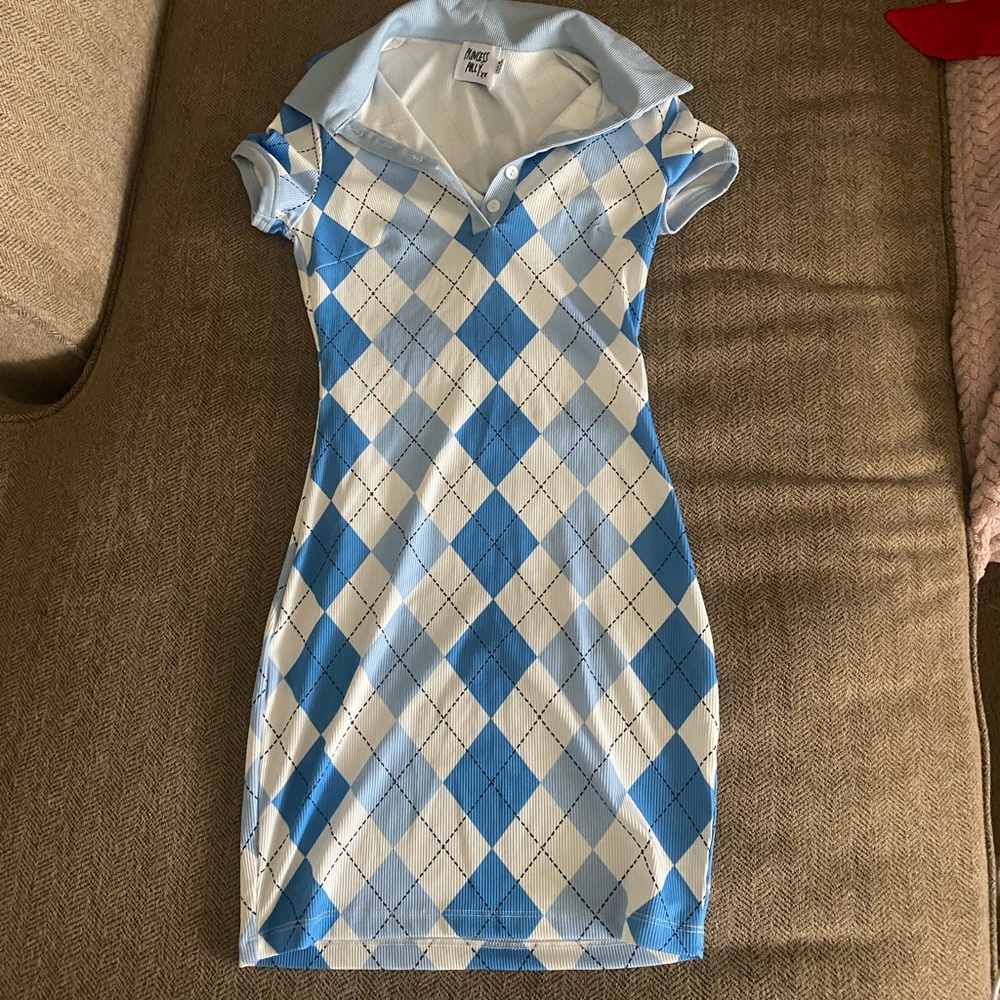 Princess Polly Blue Argyle Dress